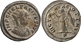 Tacitus, 275-276. Antoninianus (Silvered bronze, 23 mm, 3.64 g, 11 h), Ticinum, 276. IMP C M CL TACITVS AVG Radiate, draped and cuirassed bust of Taci...