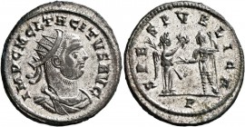 Tacitus, 275-276. Antoninianus (Silvered bronze, 22 mm, 4.42 g, 12 h), Cyzicus, 276. IMP C M CL TACITVS AVG Radiate, draped and cuirassed bust of Taci...
