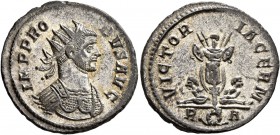 Probus, 276-282. Antoninianus (Silvered bronze, 22 mm, 3.20 g, 6 h), Rome, 281. IMP PROBVS AVG Radiate and cuirassed bust of Probus to right. Rev. VIC...