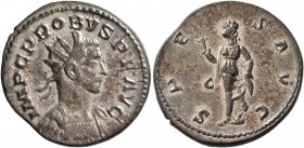 Probus, 276-282. Antoninianus (Silvered bronze, 22 mm, 3.90 g, 6 h), Lugdunum, 282. IMP C PROBVS P F AVG Radiate and cuirassed bust of Probus to right...
