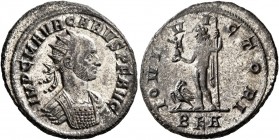 Carus, 282-283. Antoninianus (Silvered bronze, 22 mm, 3.88 g, 12 h), Rome. IMP C M AVR CARVS P F AVG Radiate and cuirassed bust of Carus to right. Rev...