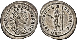 Diocletian, 284-305. Antoninianus (Billon, 24 mm, 3.63 g, 11 h), Rome, 285-286. IMP DIOCLETIANVS AVG Radiate, draped and cuirassed bust of Diocletian ...