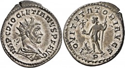 Diocletian, 284-305. Antoninianus (Billon, 22-24 mm, 3.72 g, 11 h), Lugdunum, 287-289. IMP C DIOCLETIANVS P F AVG Radiate, draped and cuirassed bust o...