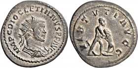 Diocletian, 284-305. Antoninianus (Silvered bronze, 24 mm, 4.15 g, 6 h), Lugdunum, 287-289. IMP C DIOCLETIANVS P F AVG Radiate, draped and cuirassed b...