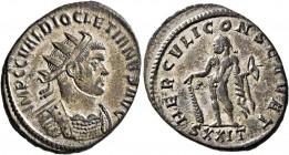 Diocletian, 284-305. Antoninianus (Billon, 23-24 mm, 3.70 g, 6 h), Ticinum, 290. IMP C C VAL DIOCLETIANVS AVG Radiate and cuirassed bust of Diocletian...