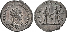 Maximianus, first reign, 286-305. Antoninianus (Silvered bronze, 22 mm, 3.38 g, 6 h), Lugdunum, 285. IMP C VAL MAXIMIANVS P F AVG Radiate, draped and ...