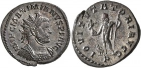 Maximianus, first reign, 286-305. Antoninianus (Silvered bronze, 23 mm, 4.37 g, 7 h), Lugdunum, 289. IMP C MAXIMIANVS P F AVG Radiate and cuirassed bu...