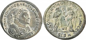 Maximianus, first reign, 286-305. Follis (Bronze, 27 mm, 9.81 g, 6 h), Siscia, 305. D N MAXIMIANO BAEATISSIMO SEN AVG Laureate bust of Maximianus to r...