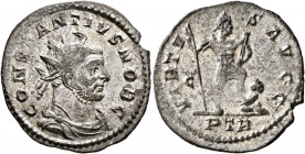 Constantius I, as Caesar, 293-305. Antoninianus (Silvered bronze, 23 mm, 3.35 g), Treveri, 295. CONSTANTIVS NOB C Radiate, draped and cuirassed bust o...