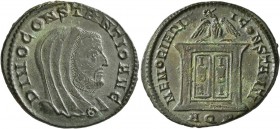Divus Constantius I, died 306. Follis (Bronze, 26 mm, 6.05 g, 6 h), Aquileia, 307-310. DIVO CONSTANTIO AVG Veiled head of Divus Constantius to right. ...