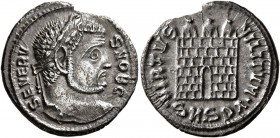 Severus II, as Caesar, 305-306. Argenteus (Silver, 19 mm, 3.10 g, 12 h), Serdica. SEVERVS NOB C Laureate head of Severus II to right. Rev. VIRTVS MILI...