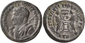 Constantine I, 307/310-337. Argenteus (?) (Billon, 17 mm, 3.29 g, 12 h), Treveri, 318-319. IMP CONSTANTI-NVS AVG Helmeted and cuirassed bust of Consta...