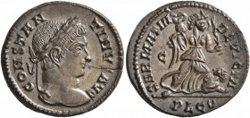 Constantine I, 307/310-337. Follis (Bronze, 18 mm, 2.86 g, 7 h), Lugdunum, 323-324. CONSTAN-TINVS AVG Laureate head of Constantine I to right. Rev. SA...