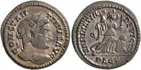 Constantine I, 307/310-337. Follis (Bronze, 19 mm, 3.46 g, 2 h), Lugdunum, 323-324. CONSTAN-TINVS AVG Laureate head of Constantine I to right. Rev. SA...