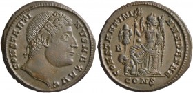 Constantine I, 307/310-337. Follis (Bronze, 20 mm, 3.83 g, 6 h), Constantinopolis, 327. CONSTANTI-NVS MAX AVG Rosette-diademed head of Constantine I t...