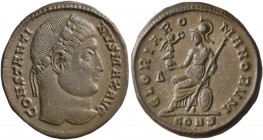 Constantine I, 307/310-337. Follis (Bronze, 19 mm, 3.42 g, 1 h), Constantinopolis, 327-328. CONSTANTI-NVS MAX AVG Rosette-diademed head of Constantine...