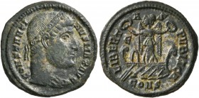 Constantine I, 307/310-337. Follis (Silvered bronze, 20 mm, 3.13 g, 12 h), Constantinopolis, 327-328. CONSTANTI-NVS MAX AVG Rosette-diademed head of C...
