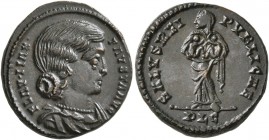 Fausta, Augusta, 324-326. Follis (Bronze, 18 mm, 3.34 g, 7 h), Lugdunum, 324-325. FLAV•MAX•FAVSTA AVG Draped bust of Fausta to right. Rev. SALVS REI-P...