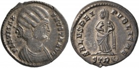 Fausta, Augusta, 324-326. Follis (Silvered bronze, 19 mm, 2.99 g, 7 h), Treveri, 326. FLAV MAX FAVSTA AVG Draped bust of Fausta to right. Rev. SALVS R...