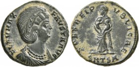 Fausta, Augusta, 324-326. Follis (Bronze, 19 mm, 3.85 g, 12 h), Thessalonica, 326-328. FLAV MAX FAVSTA AVG Draped bust of Fausta to right. Rev. SPES R...