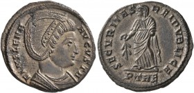Helena, Augusta, 324-328/30. Follis (Silvered bronze, 18.5 mm, 3.21 g, 6 h), Treveri, 327-328. FL HELENA AVGVSTA Diademed and draped bust of Helena to...