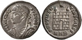 Crispus, Caesar, 316-326. Follis (Silvered bronze, 18 mm, 3.21 g, 12 h), Nicomedia, 325-326. FL IVL CRIS-PVS NOB C Laureate, draped and cuirassed bust...