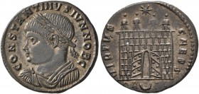 Constantine II, as Caesar, 316-337. Follis (Silvered bronze, 19 mm, 3.07 g, 1 h), Arelate, 325-326. CONSTANTINVS IVN NOB C Laureate, draped and cuiras...