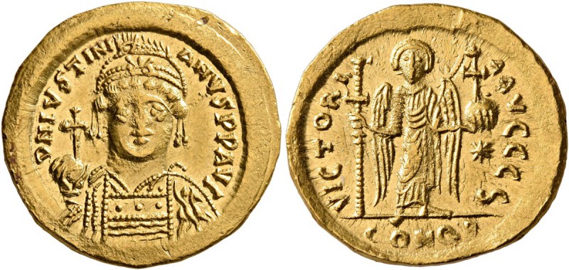 Justinian I, 527-565. Solidus (Gold, 21 mm, 4.44 g, 6 h), Constantinopolis. D N ...