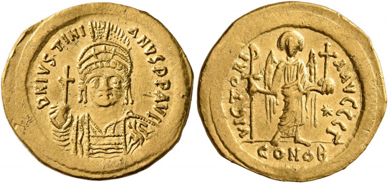 Justinian I, 527-565. Solidus (Gold, 21 mm, 4.26 g, 6 h), Constantinopolis. D N ...