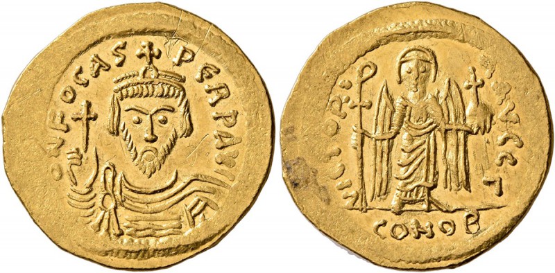 Phocas, 602-610. Solidus (Gold, 21 mm, 4.45 g, 6 h), Constantinopolis, 604-607. ...