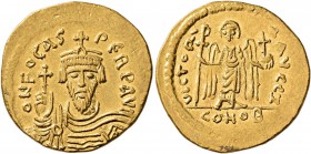 Phocas, 602-610. Solidus (Gold, 21 mm, 4.41 g, 7 h), Constantinopolis, 604-607. d N FOCAS PERP AVI Draped and cuirassed bust of Phocas facing, wearing...