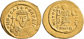 Phocas, 602-610. Solidus (Gold, 21 mm, 4.20 g, 6 h), Constantinopolis, 604-607. d N FOCAS PERP AVI Draped and cuirassed bust of Phocas facing, wearing...