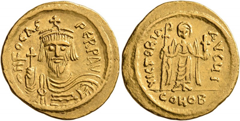 Phocas, 602-610. Solidus (Gold, 21 mm, 4.48 g, 7 h), Constantinopolis, 607-609. ...