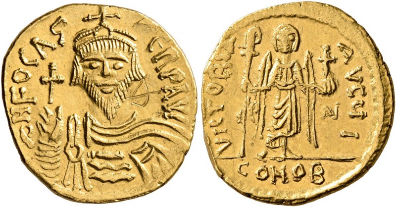 Phocas, 602-610. Solidus (Gold, 19 mm, 4.37 g, 7 h), Constantinopolis, 607-609. ...
