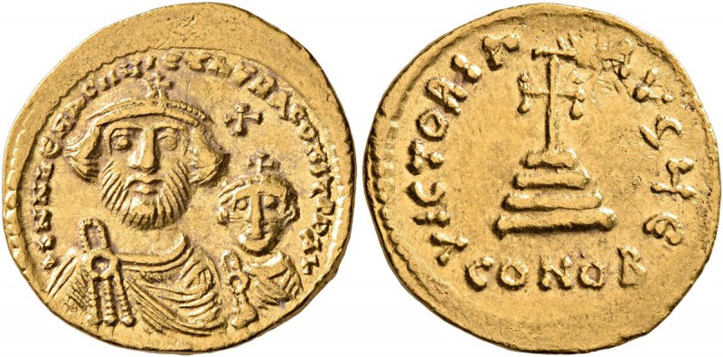 Heraclius, with Heraclius Constantine, 610-641. Solidus (Gold, 20 mm, 4.47 g, 7 ...