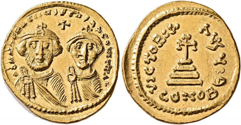 Heraclius, with Heraclius Constantine, 610-641. Solidus (Gold, 21 mm, 4.51 g, 7 ...