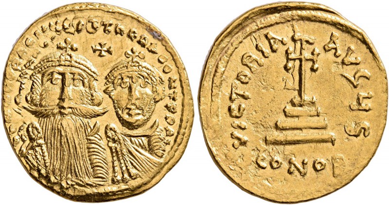 Heraclius, with Heraclius Constantine, 610-641. Solidus (Gold, 21 mm, 4.42 g, 7 ...