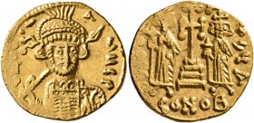 Constantine IV Pogonatus, with Heraclius and Tiberius, 668-685. Solidus (Gold, 19 mm, 4.45 g, 7 h), Constantinopolis, 674-681. d N CONTNЧS P P (or sim...