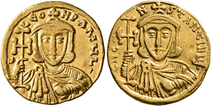 Constantine V Copronymus, with Leo IV, 741-775. Solidus (Gold, 20 mm, 4.41 g, 6 ...