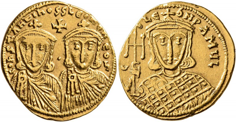 Constantine V Copronymus, with Leo IV, 741-775. Solidus (Gold, 21 mm, 4.42 g, 6 ...