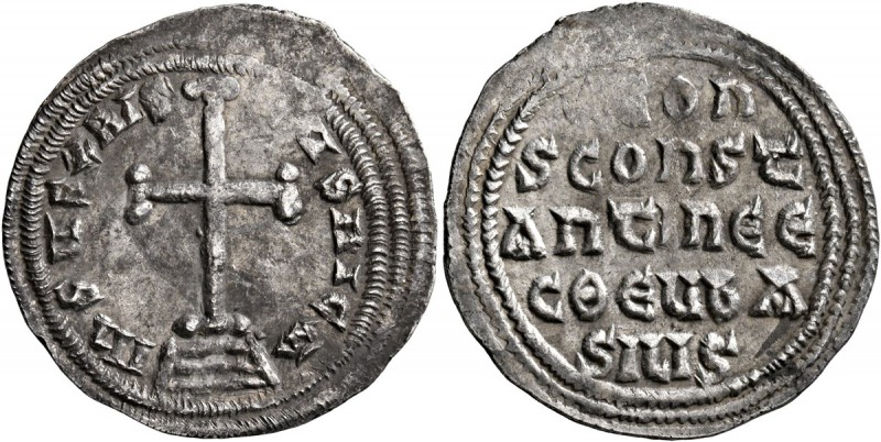 Leo IV the Khazar, with Constantine VI, 775-780. Miliaresion (Silver, 23 mm, 2.1...