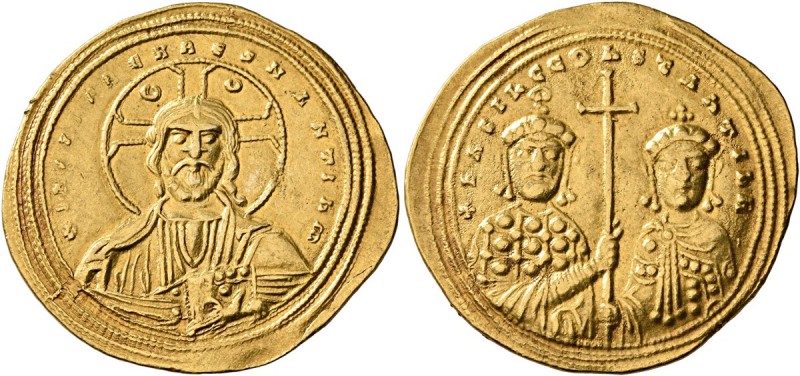 Basil II Bulgaroktonos, with Constantine VIII, 976-1025. Histamenon (Gold, 26 mm...