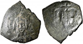John Comnenus-Ducas, as emperor of Thessalonica, 1237-1242. Trachy (Billon, 13 mm, 0.39 g, 6 h), Thessalonica. Facing bust of Christ Pantokrator. Rev....
