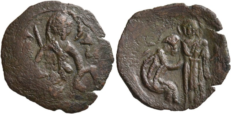 Uncertain Palaeologan issue, circa 1282-1341. Stamenon (Copper, 19 mm, 1.41 g, 6...