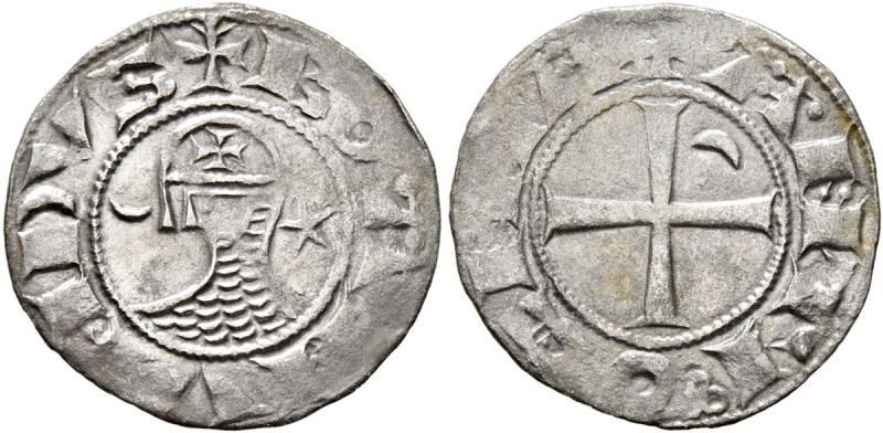CRUSADERS. Antioch. Bohémond III , 1163-1201. Denier (Silver, 17 mm, 0.79 g, 7 h...