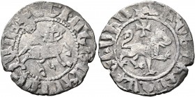 ARMENIA, Cilician Armenia. Royal. Levon III , 1301-1307. Tram (Silver, 21 mm, 2.35 g, 12 h). Levon on horseback riding right, head facing, holding cru...