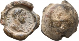SEALS, Roman. Seal (Lead, 17 mm, 8.98 g), circa late 3rd or early 4th century AD. APICT-ANЄTOY Bare-headed, draped and cuirassed bust to right. Cf. CN...