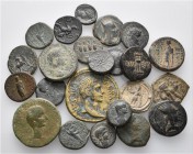 A lot containing 22 bronze coins and 1 lead seal. Includes: Greek, Roman Provincial, Roman Imperial and Byzantine. Fine to very fine. LOT SOLD AS IS, ...