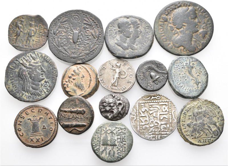 A lot containing 3 silver and 12 bronze coins. Includes: Greek, Roman Provincial...