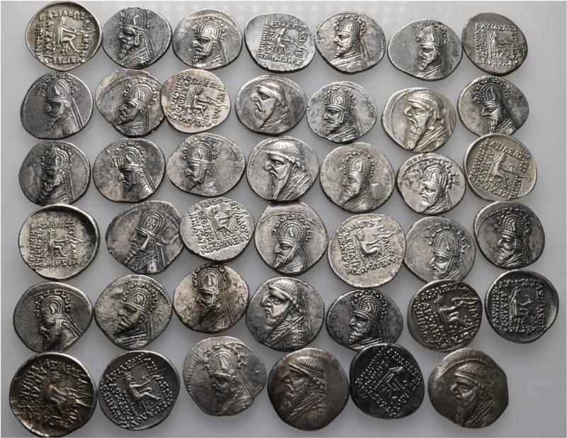 A lot containing 41 silver coins. All coins: drachms of Parthian Kings. Fine to ...